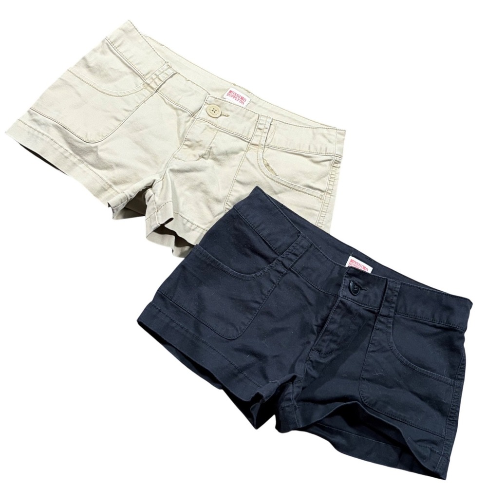 Y2K Lowrise Mossimo Supply Co Fit 6 Chino Shorts Bundle Black Khaki Size 3